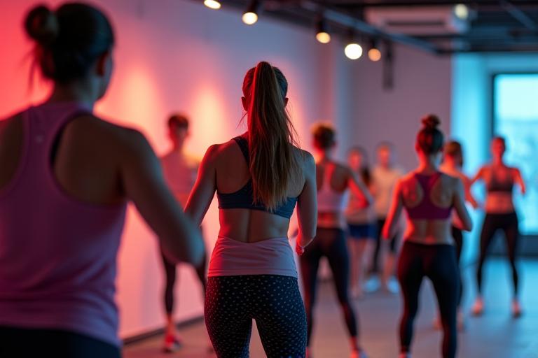 Eine energiegeladene Gruppe beim HIIT Zirkeltraining in einem Fitnessstudio in Salzburg.